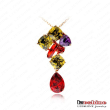 Multicolor cubic Zirconia suéter colgantes collar (CNL0012-C)